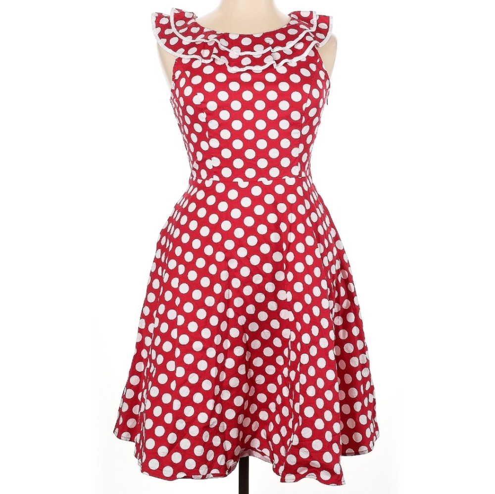 Bridesmay XL Red Polka Dot Ruffle Dress